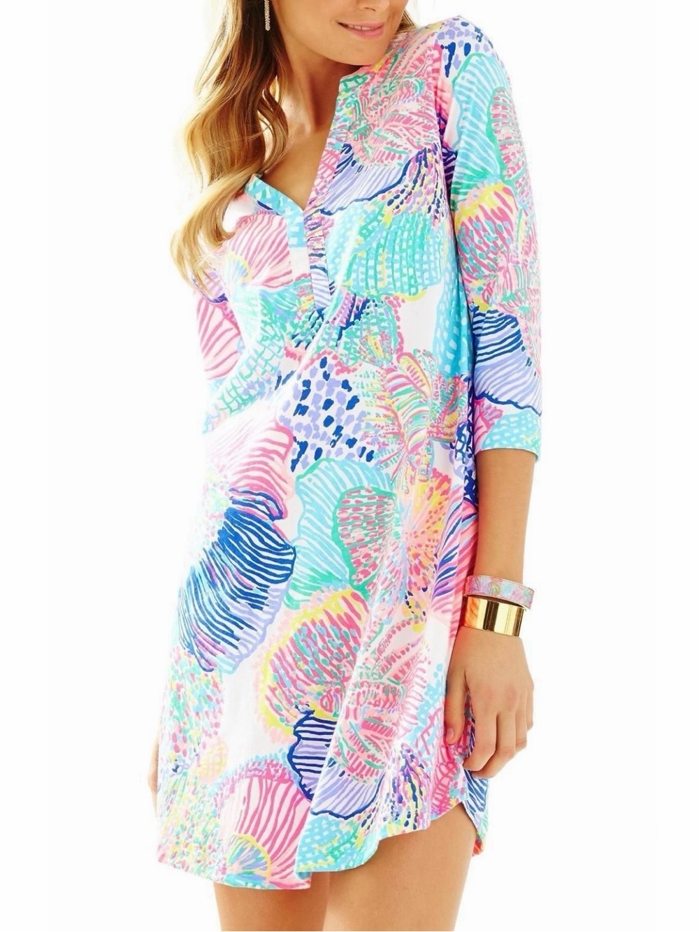 Lilly Pulitzer Ali V-Neck Dress Multi Roar of
the Seas Print size Small